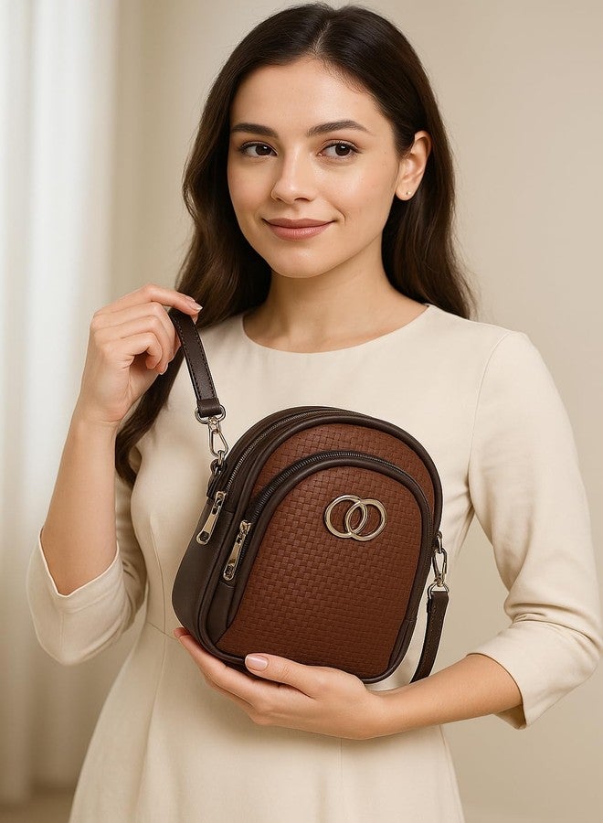 CULT FACTORY Designer Brown Leather Sling Bag for Women Stylish Mini Sling Bag for Women - Image 5